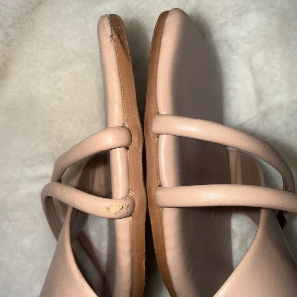 JMGXY Square Toe Basic Minimalist Old Money Classy Strappy Flat Nude Sandals 8